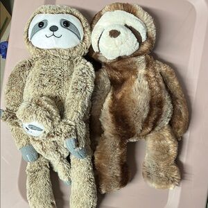 Adorable Sloth Plush stuffed animal Toy Set - Tan and Brown